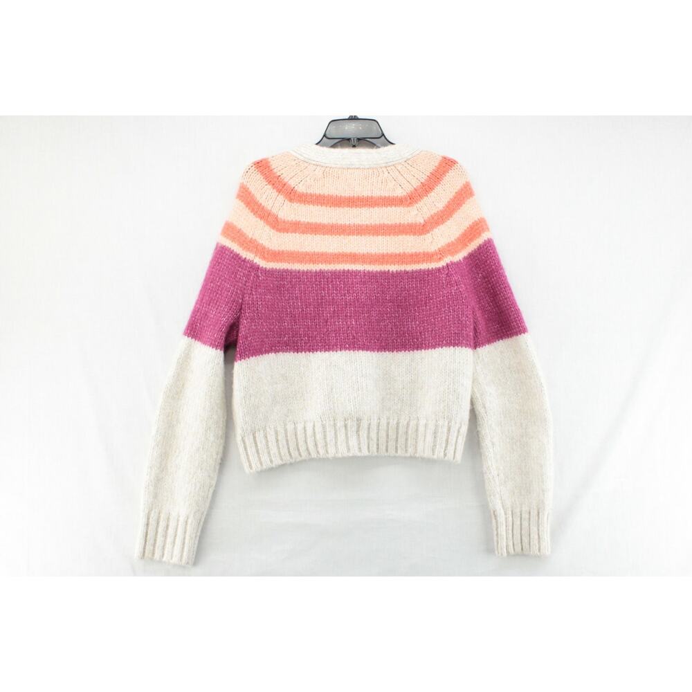 American Eagle Striped Cardigan Sweater Women's L Retro Hip Knit Button Up Crop - Picture 3 of 8